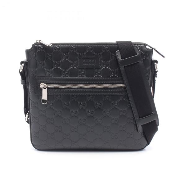 Gucci Guccissima Shoulder Bag, Leather, Men's, Black, 406410 - Picture 1 of 6